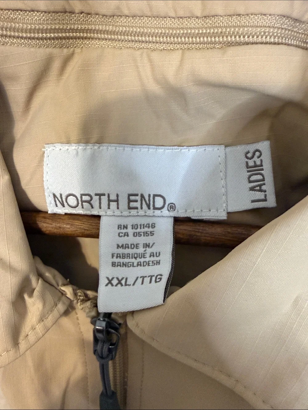 North End Ladies Jacket Full Zip Mesh Lined Collar Tan Neutral XXL Classic